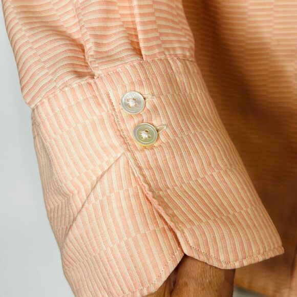 J. McLaughlin Orange White 3/4 length Button Collared Shirt - Picture 5 of 10